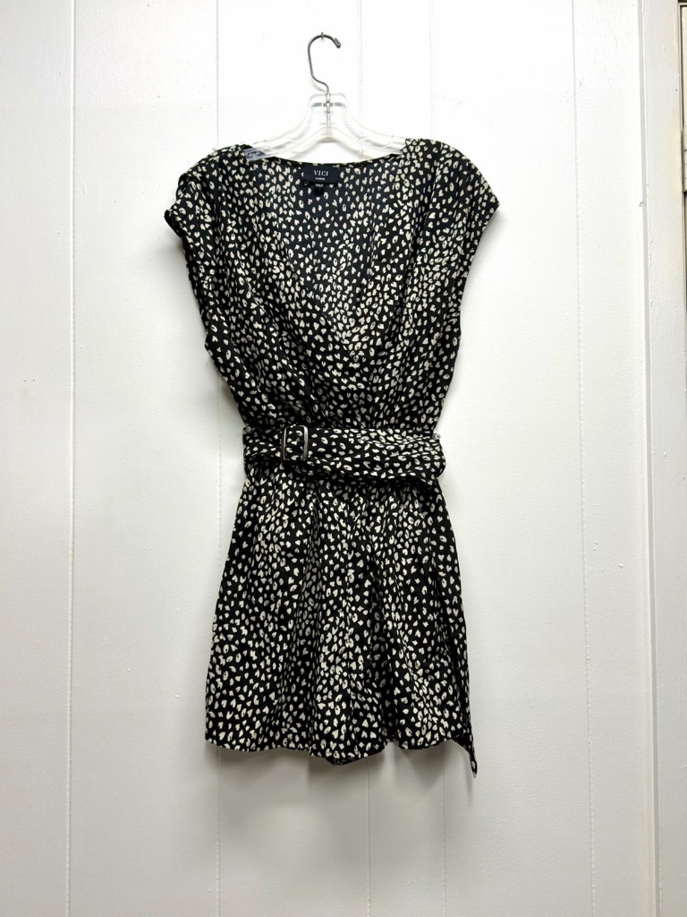 Vici Black & Cream Printed Belted romper